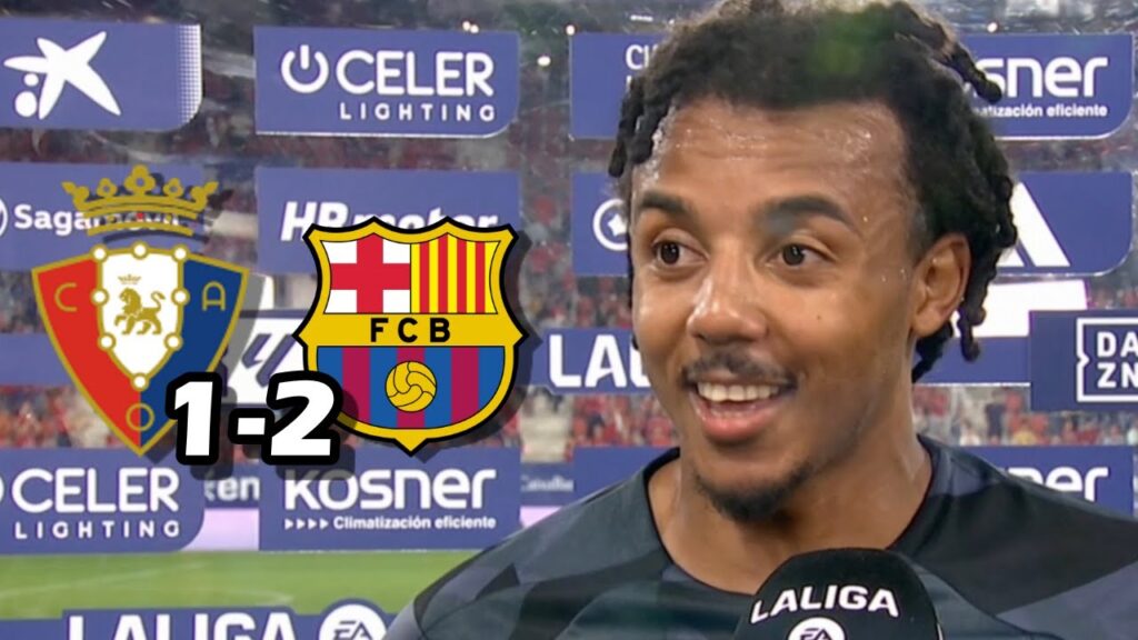 LA REACCION DE JULES KOUNDE TRAS GOL Y VICTORIA CONTRA EL OSASUNA 1-2 FC BARCELONA