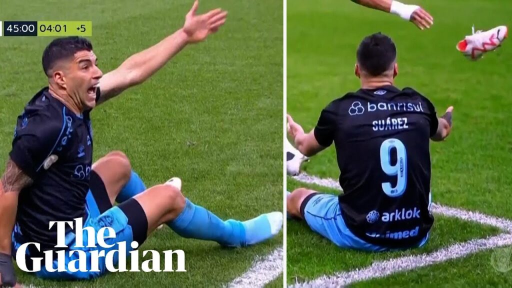 Opponent throws Luis Suárez's boot off pitch after striker appeals in vain for free-kick