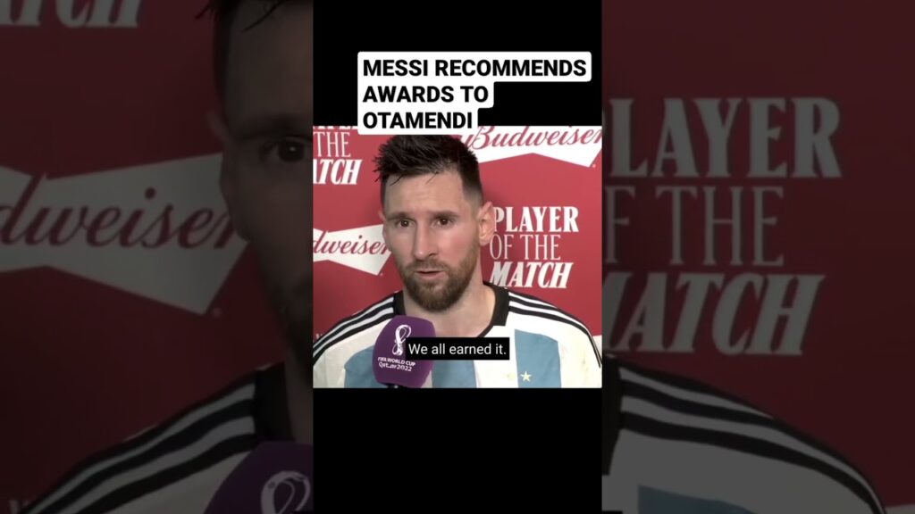 Messi recommends award to otamendi #shorts