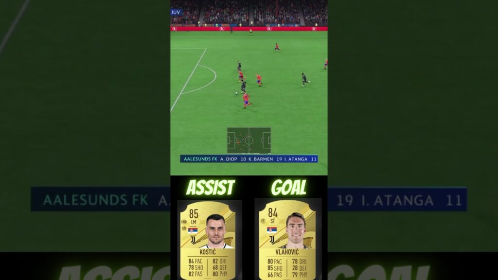 Filip Kostic assists to Dusan Vlahovic for Juventus #juventus #juventusfc #fifa23 #fifa23goals