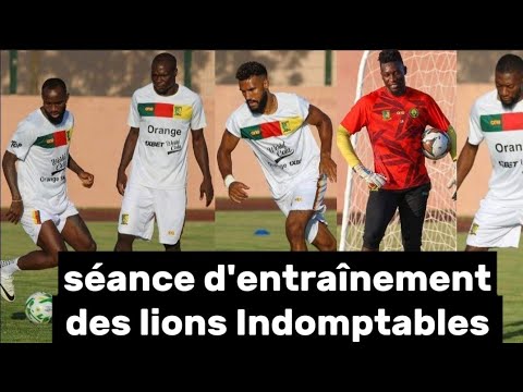 entrainement des lions indomptables de Rigobert Song à Garoua ; Andre Onana est ...