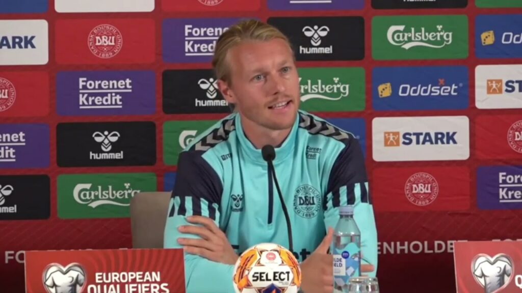 Simon Kjær Press Conference Prior To Denmark - San Marino - 6 September 2023