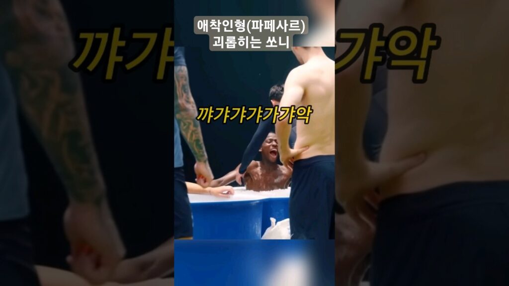 얼음 목욕 중인 애착인형(파페사르) 괴롭히는 손흥민 #손흥민
