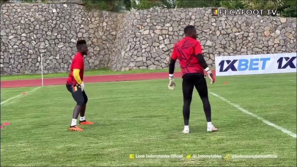 Belle complicité entre André Onana et Fabrice Ondoa à l’entraînement hier au Complexe Mundi