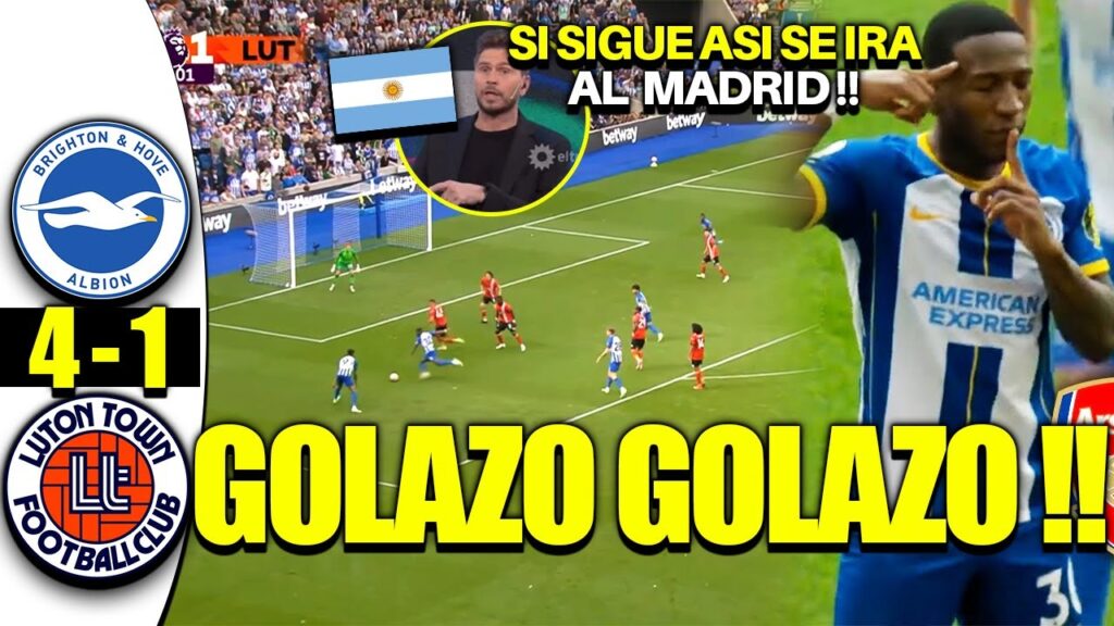 SIN MOISES CAICEDO !! BRIGHTON GOLEA AL LUTON POR LA PREMIER LEAGUE !! ES LIDER ! PERVIS ASISTENCIA