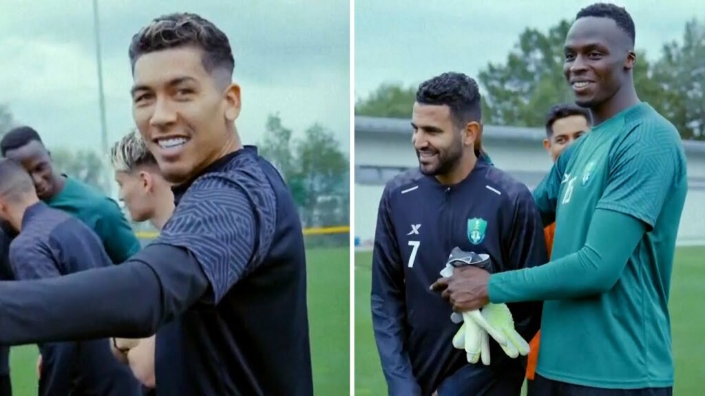 Mahrez and Firmino all smiles as they train with new teammates at Al-Ahli