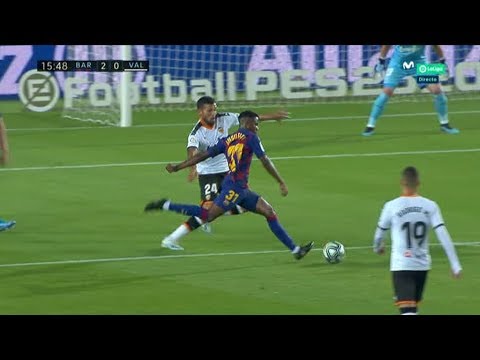 Ocasion de Ansu Fati en el FC Barcelona 5 Valencia 2 | Audio: Carlos Martinez | M+ Liga J4 2019