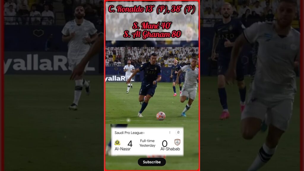 al-nassr 4 vs 0 al-shabab Ronaldo 2 goal #football #shorts