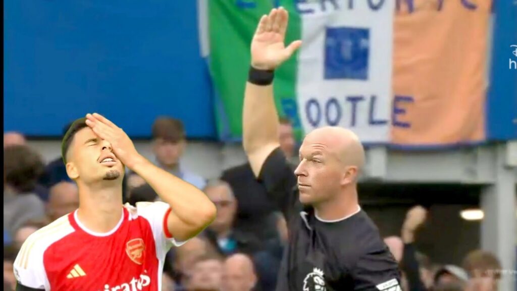 Gabriel Martinelli goal disallowed after Eddie Nketiah offside, Everton vs Arsenal 2023