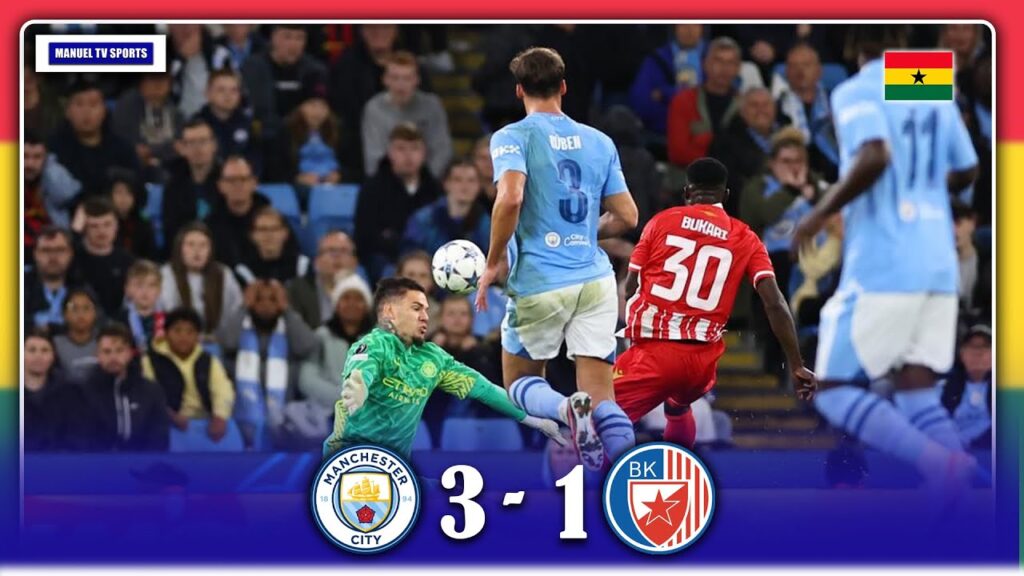 🇬🇭GOAL⚽️⚽️OSMAN BUKARI SCORES BRILLIANT GOAL VS MANCHESTER CITY-(MAN CITY 3 - 1 CRVENA ZVEZDA)