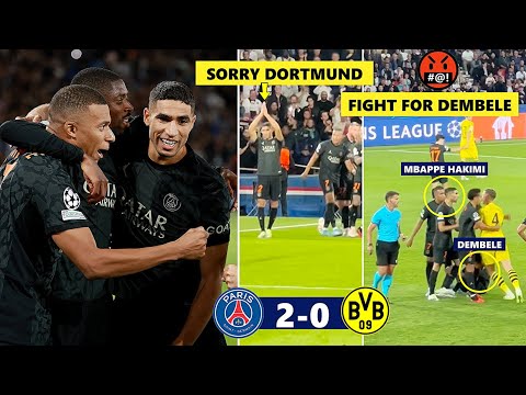 PSG 2-0 Dortmund |🤯Mbappe & Hakimi Fighting For Dembele | Hakimi Apologizing Dortmund Fans!