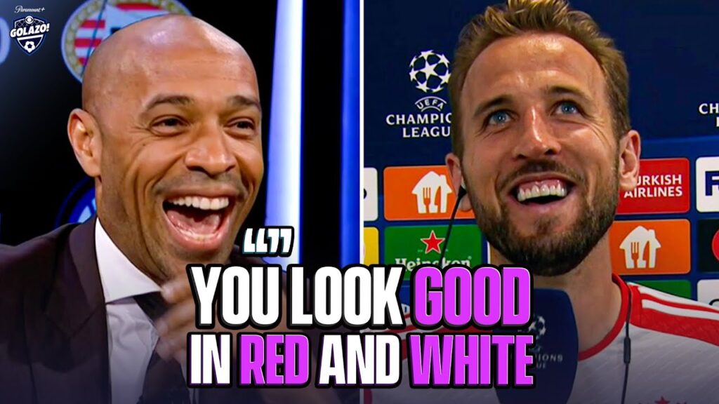 Thierry Henry jokes with Harry Kane after Bayern beat Man Utd! 🔴⚪