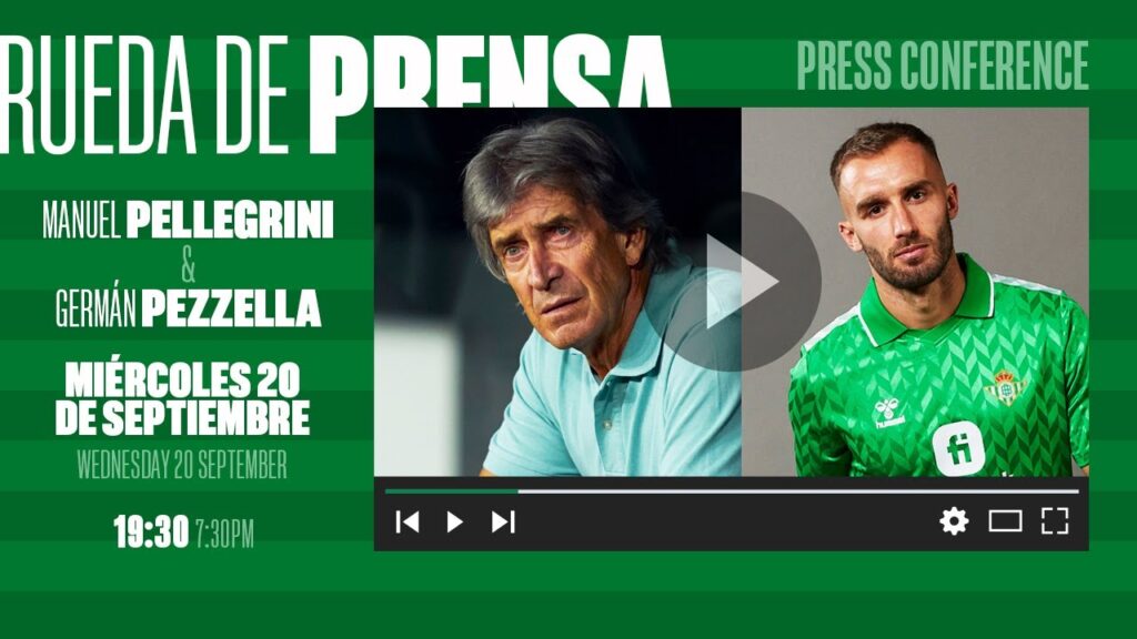 🚨 DIRECTO | Rueda de prensa de Manuel Pellegrini y Germán Pezzella previa al #RangersFCRealBetis ⚽💚