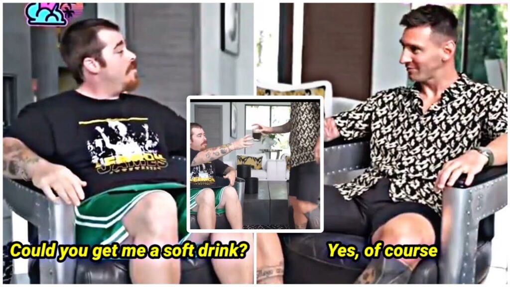 Lionel Messi's reaction when the journalist asked for a soft drink