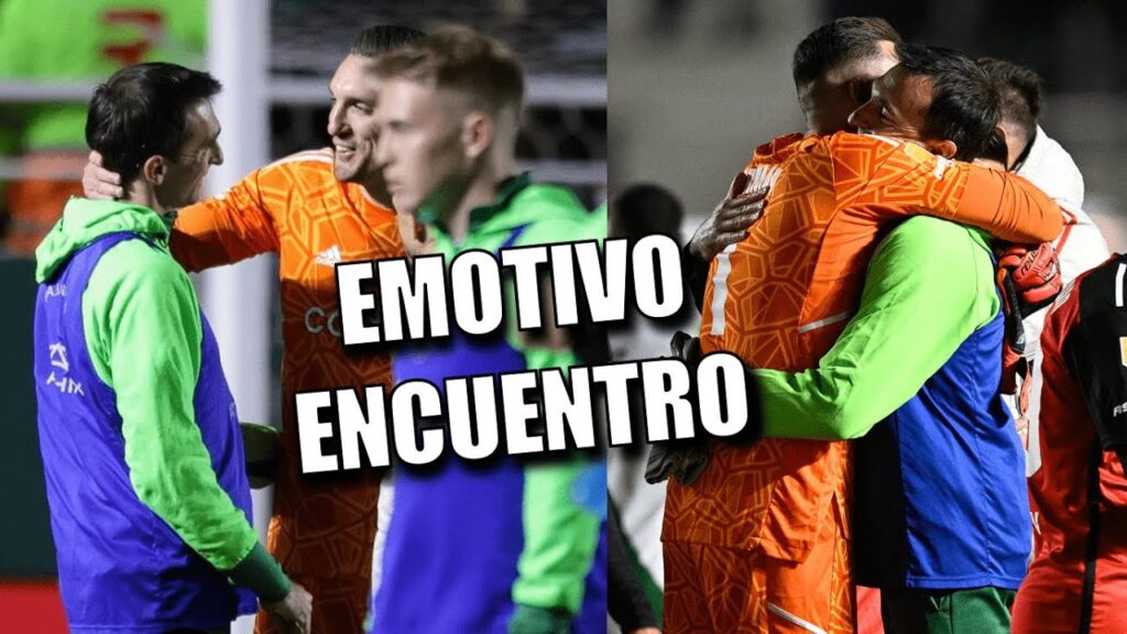 EMOTIVO ABRAZO entre FRANCO ARMANI y MARCELO BAROVERO en el partido de BANFIELD vs RIVER
