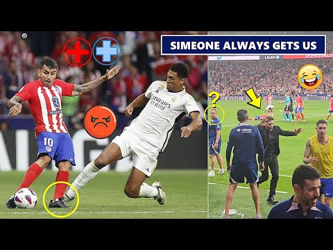 😅Simeone's Trademark Reaction to Bellingham Dirty Tackle That Injured Ángel Correa!