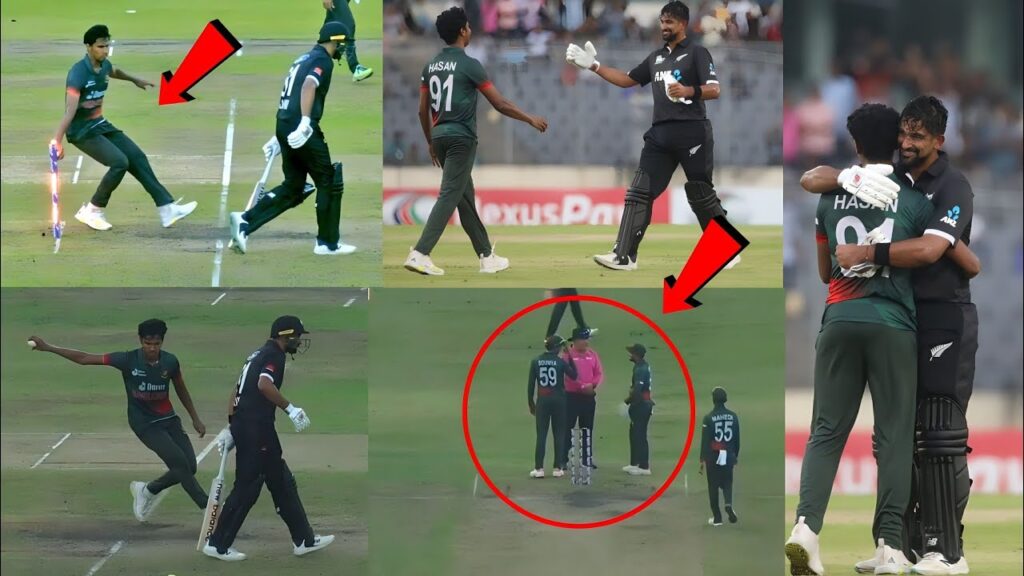 Huge Drama between Hasan Mahmud and ish Sodhi on Mankad Run out during Ban vs NZ Odi Match 2023
