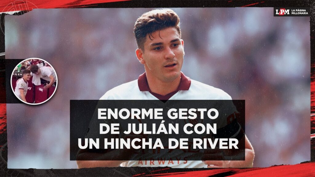 HERMOSO gesto de Julián Álvarez con un hincha de RIVER en Inglaterra 👏🏼❤️