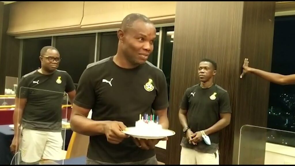 OUR GOALKEEPERS TRAINER RICHARD KINSTON TURNS 44 TODAY AND THE SQUAD SURPRISED HIM IN JAPAN.