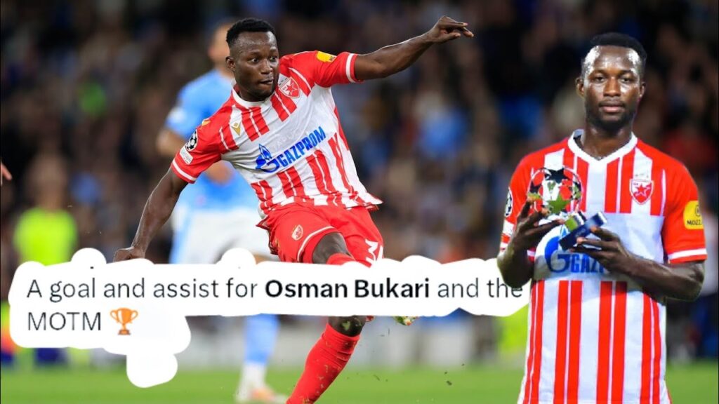 Osman Bukari: earns Man of the Match award in Red Star Belgrade's thrilling draw with Young Boys.🇬🇭🔥