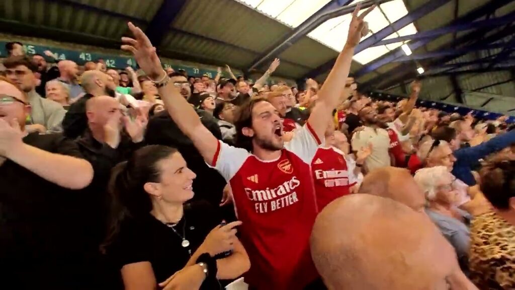 Trossard's goal for Arsenal vs Everton. View from the Arsenal Fans section. 17 September 2023.