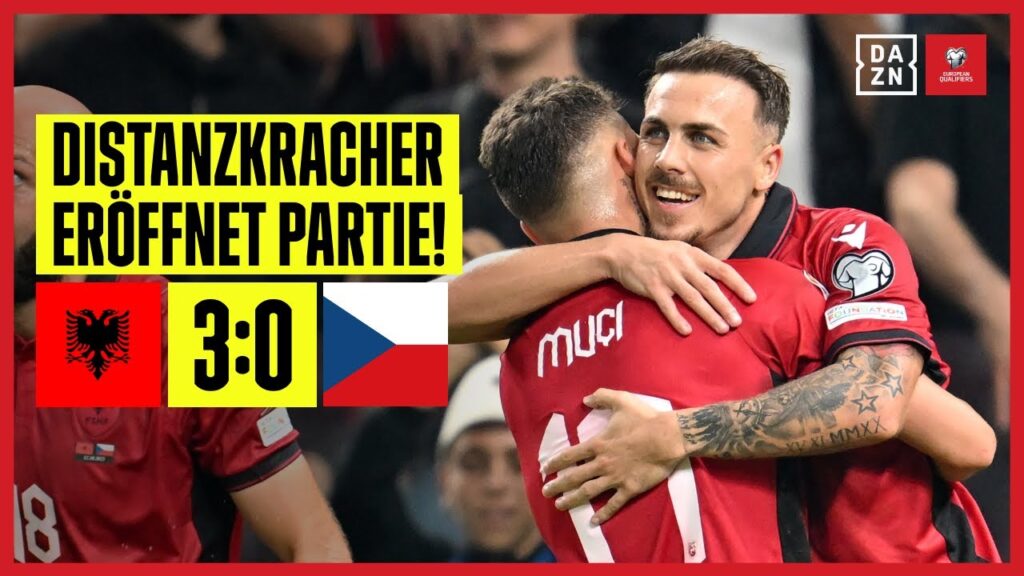 Rot-Schwarz bleibt deutlich Tabellenführer: Albanien – Tschechien | UEFA European Qualifiers | DAZN Rot-Schwarz bleibt deutlich Tabellenführer: Albanien - Tschechien | UEFA European Qualifiers | DAZN