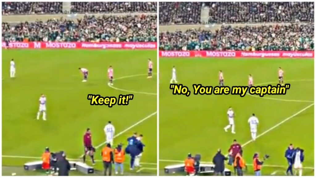 Otamendi's reaction when Leo Messi told him to keep the captain's armband 🇦🇷🐐❤