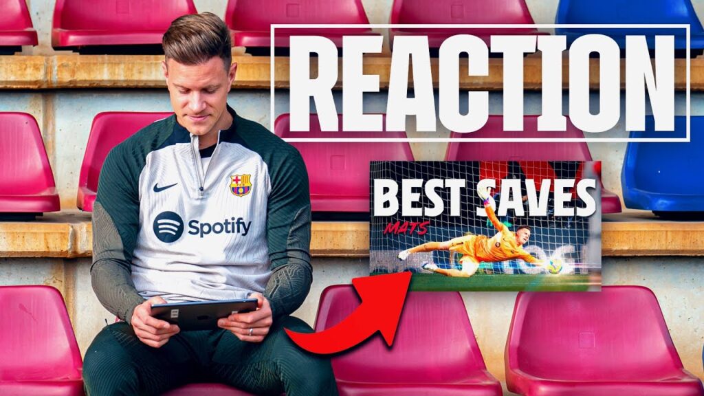 TER STEGEN REACTS to his BEST SAVES ✋⚽🔝