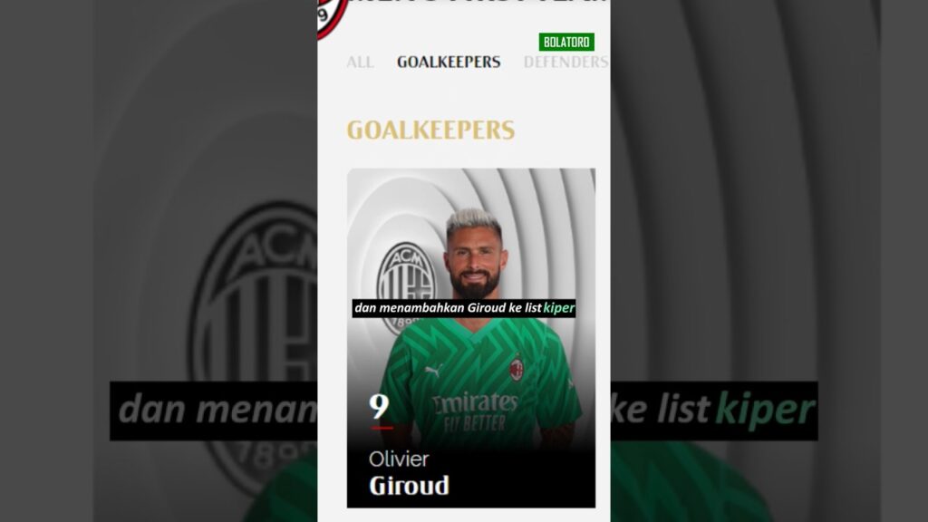 Setelah tampil apik, Giroud resmi jadi kiper AC Milan dan dibuatkan jersey kiper #shorts