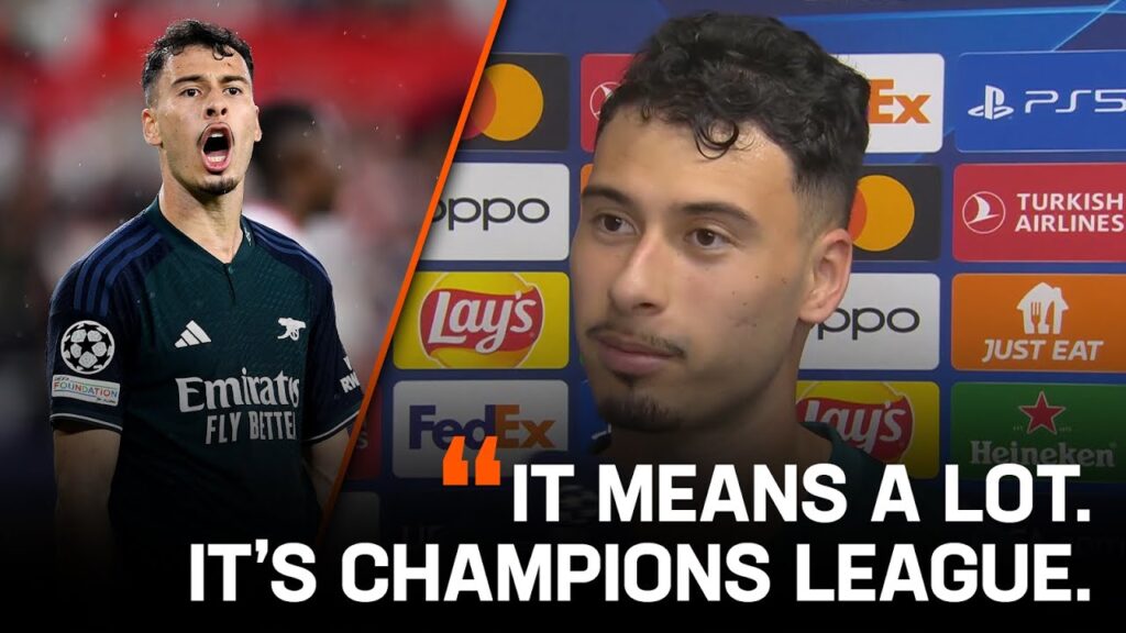 Gabriel Martinelli reacts to scoring on his Champions League debut 🤩 | LiveScore