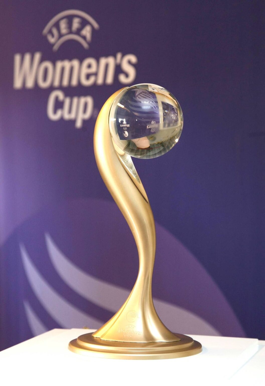 The Trophy for the UEFA Women's Cup before they rebranded the competition tothe UEFA Women's Champions League in 2009 and replaced it with the current trophy