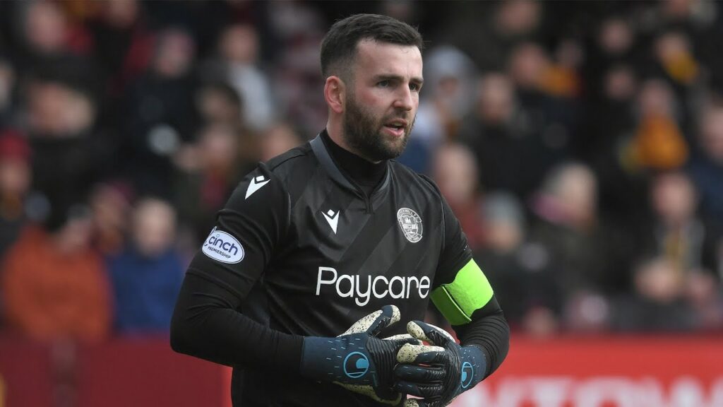 Liam Kelly makes a wonder save against Hearts