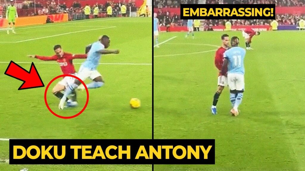 Antony escapes red card after his clash against Jeremy Doku during Man United vs Man City