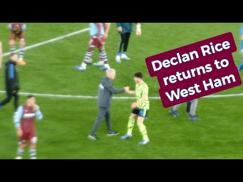 Declan Rice meets his old teammates and greet home fans on his first return to West Ham