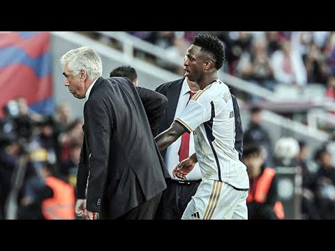 Carlo Ancelotti took Vinicius Jr off the Pitch after Time wasting😂 | Barcelona vs Real Madrid