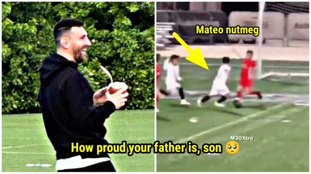 Leo Messi's happy reaction as Mateo nutmegs the defender before scoring a beautiful goal ❤🐐🇦🇷