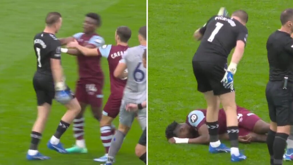 Jordan Pickford and Mohammed Kudus get into a Fight after a tackle on West Ham star