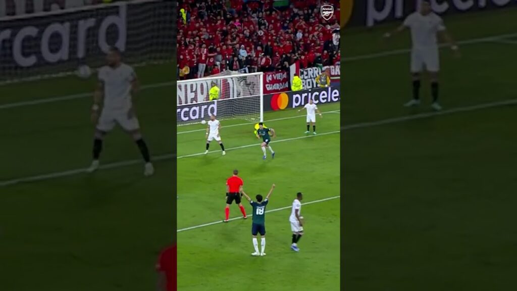 Gabriel Jesus bends it top corner against Sevilla in the UEFA Champions League