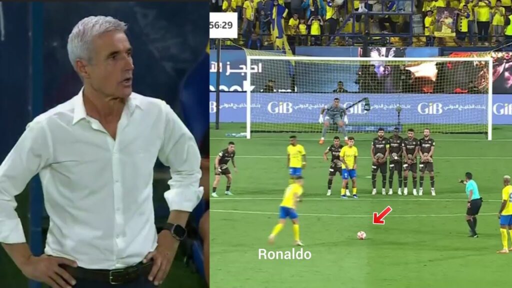 Al Nassr Coach reaction to Cristiano Ronaldo Free kick goal Vs Damac