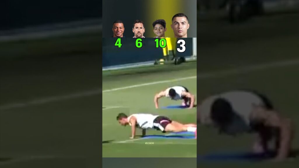 Mbappe vs Messi vs Cristiano jr vs Ronaldo - Pushup Challenge 💪