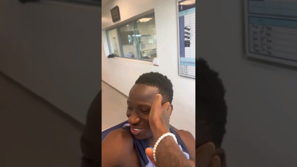 EMERSON TRYING TO WIND UP PAPE MATAR SARR: The Spurs Duo at Tottenham's Training Ground, Hotspur Way