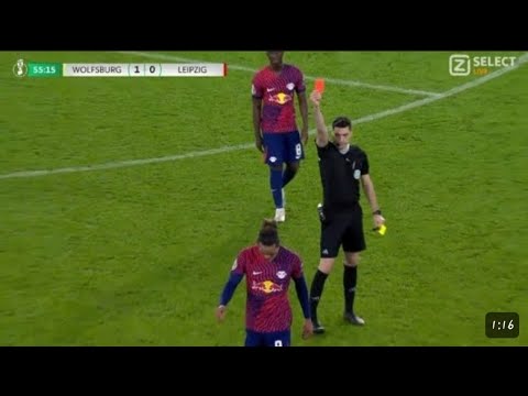Yussuf Poulsen Red Card 🟥,Wolfsburg vs RB Leipzig (1-0) All Goals and Extended Highlights