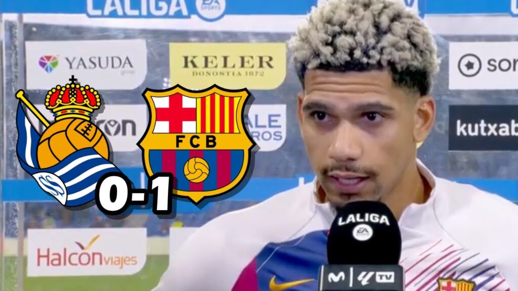 LA REACCION DE RONALD ARAUJO TRAS ANOTAR EL GOL DE LA VICTORIA CONTRA REAL SOCIEDAD 0-1 FC BARCELONA