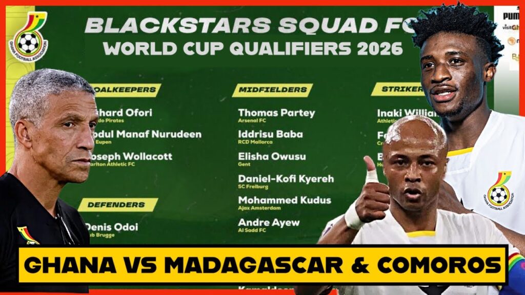 BLACK STARS🇬🇭 25-MAN SQUAD TO FACE MADAGASCAR & COMOROS | MIDFIELDERS(PREDICTED) KUDUS, ANDRE AYEW