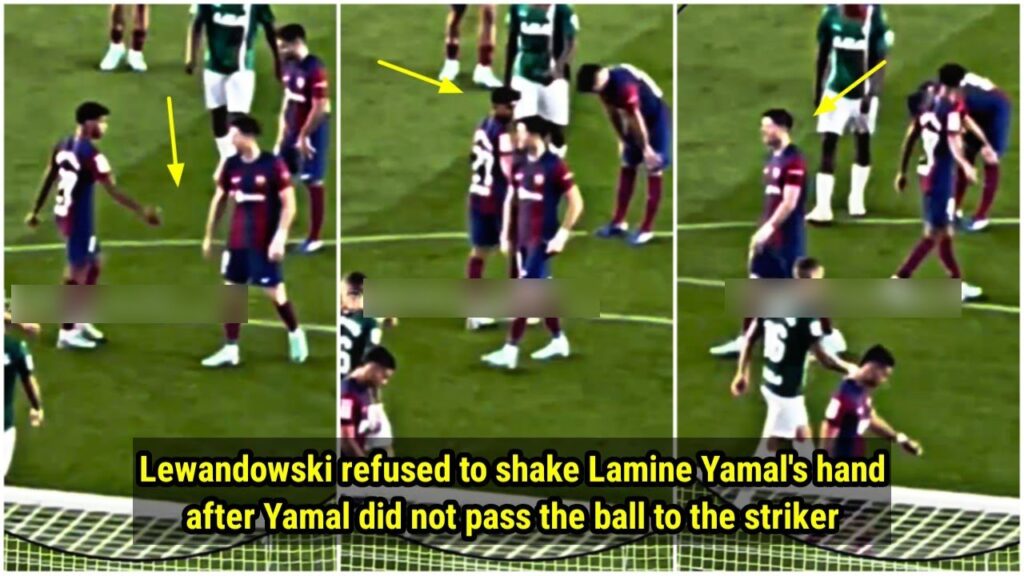 Lewandowski refused to shake Lamine Yamal's hand after Yamal did not pass the ball to the striker