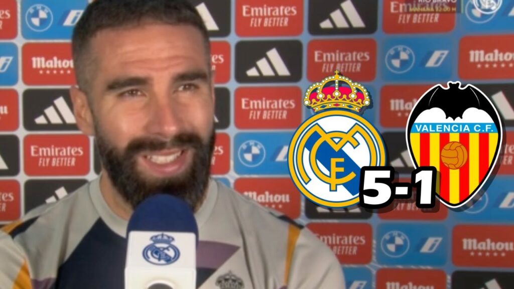 LA REACCION DE DANI CARVAJAL TRAS GOLAZO, VICTORIA Y GOLEADA REAL MADRID 5-1 VALENCIA