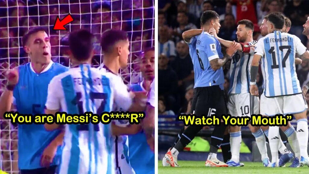 Messi Chokes Manuel Ugarte after he told De Paul a slur word | Argentina vs Paraguay 0-2