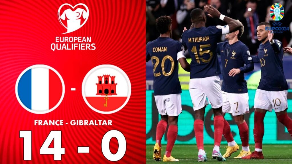 Victoire historique🔥 France 14-0 Gibraltar Résumé et Buts – Qualifications Euro 2024 Victoire historique🔥 France 14-0 Gibraltar Résumé et Buts - Qualifications Euro 2024