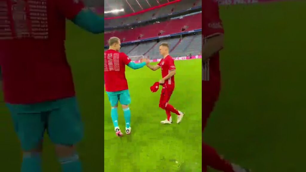 MANUEL NEUER AND JOSHUA KIMMICH WITH HANSI FLICK AFTER MATCH VS GLADBACH