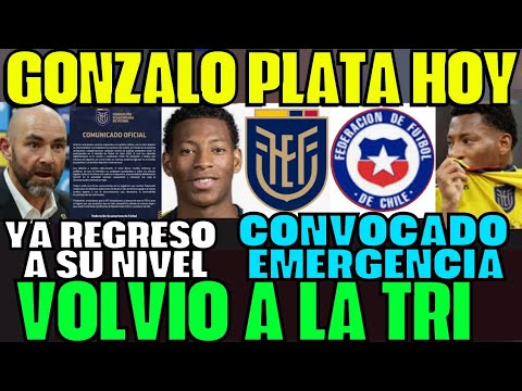 TRAS VARIAS BAJAS GONZALO PLATA ES CONVOCADO DE ÚLTIMO MINUTO Y LLEGARÁ A ECUADOR VS CHILE SORPRENDE